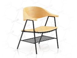 现代椅子铁艺实木单人椅餐椅C4D模型Wood and Metal Chair 1