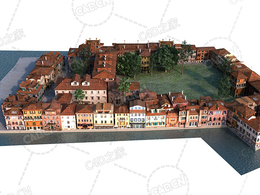 瓦房红砖房英国工业风格建筑城区建筑city c4d model