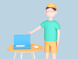 戴帽子的年轻男孩商务办公人物C4D OCTANE模型下载