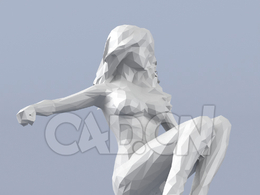 低面多边形卡通人物蹲地上的女人模型