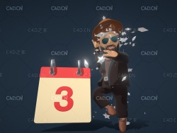 C4D翻日历动画玩偶卡通人物形象模型