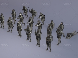 18个全副武装的生化士兵C4D模型AposeRig