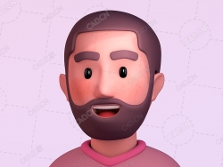 络腮胡男性卡通头像C4D模型Black Man