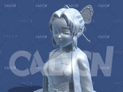 蝴蝶忍蝴蝶女孩动漫卡通角色雕塑C4D模型 Shinobu Kochou