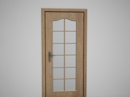 卧室黄色门12格玻璃门C4D模型下载 Door model