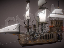 C4D复古帆船模型 FutursiteBoat