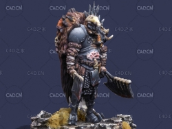 手拿两把板斧的屠夫游戏角色3D扫描模型