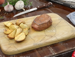 烤土豆 烤肉C4D模型 barbecue