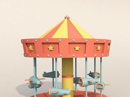 卡通旋转木马游乐设施C4D模型