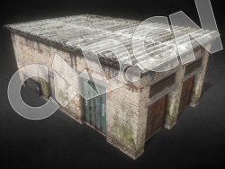 C4D破旧瓦房仓库旧车库模型