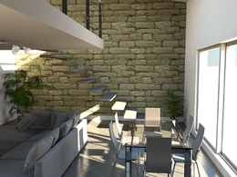 C4D室内渲染：复式楼客厅 indoor Rendering