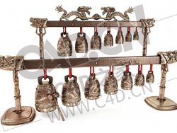 古代编钟青铜钟工艺品古董装饰品C4D模型下载