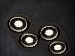 室内灯具模型：交错式组灯四筒嵌入式射灯