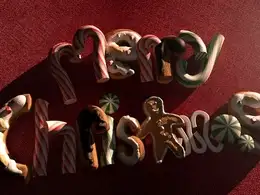 圣诞文字动画C4D工程文件 Merry Christmas