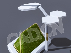 C4D科幻城市路灯绿植模型