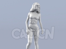 低面多边形卡通人物仰头的女人模型