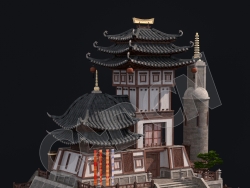 C4D香格里拉中式建筑模型 Kitbash3d-Shangri-La_BldgMD_G_grp