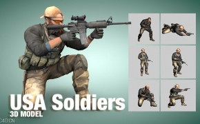 53个美国大兵C4D模型合集 American soldiers 3d model