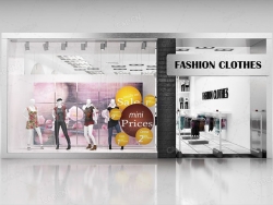 品牌衣服商店橱窗3d model of Shop window witch low polyinterior