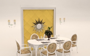 欧式餐桌C4D模型 European style dining 3D model