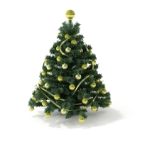 黄色圣诞树C4D模型 Christmas tree 3D model