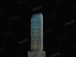 夜间摩天大楼办公楼写字楼C4D模型 Archmodels Vol.103_Night Skyscrapers - model-46