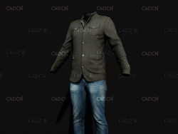 男装衬衣牛仔裤衣服休闲上衣裤子鞋子C4D Octane模型 clothes