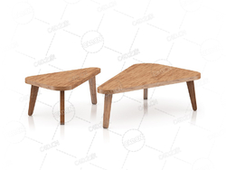 两张三角形咖啡桌实木矮桌子三角木桌C4D模型Two Triangle Coffee Tables