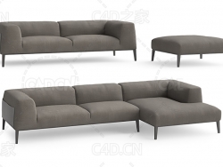棕色客厅沙发双人沙发L型沙发C4D模型 sofa 3d model
