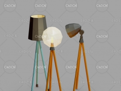 3个低面多边形落地灯模型Asset_Lights