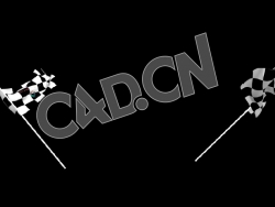 C4D两面方格旗交叉摇摆动画模型