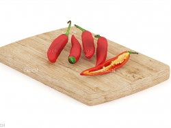 木板上的尖辣椒C4D模型 pepper