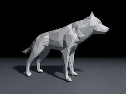 低面多边形动物模型：狼狗+麋鹿C4D模型 low poly 3d model