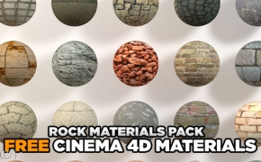 C4D石墙材质 ROCK MATERIALS PACK CINEMA 4D TUTORIALS