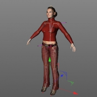 红衣女人C4D模型（带绑定） WoMan 01 c01 rig