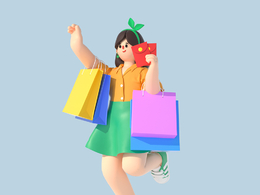 女孩购物电商促销人物C4D OCTANE模型下载