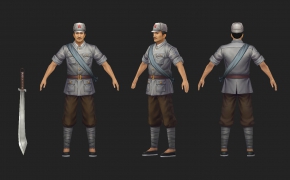 抗日战士、战争军人、八路军C4D模型