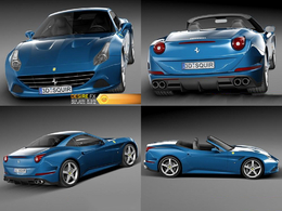 法拉利 California T 2015款蓝色跑车C4D模型 Ferrari California T 2015