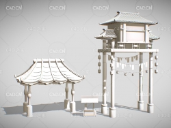 中式仿古牌楼建筑C4D模型