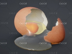 打碎的鸡蛋C4D模型 egg