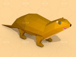 低面多边形水獭C4D模型 Otter