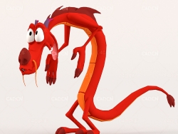红色卡通小龙C4D模型下载mushu
