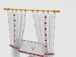 C4D女孩客厅窗帘卧室窗帘室内窗帘模型 Curtain 3D Model-29