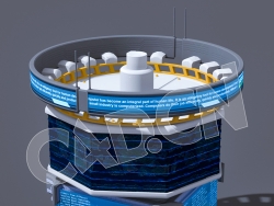 C4D智慧城市未来城市环形数字屏幕模型