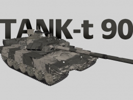 C4D军事装备 俄罗斯T90 T-90主战坦克C4D绑定模型 tank rig