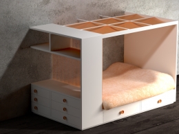 组合儿童床C4D模型 Double Unit End Unit