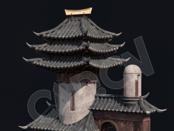C4D香格里拉中式建筑模型 Kitbash3d-Shangri-La_BldgSM_A_grp