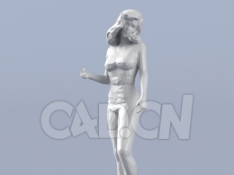 低面多边形卡通人物站着的女人模型