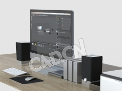 C4D电脑桌电脑文件夹模型 Computer Desk