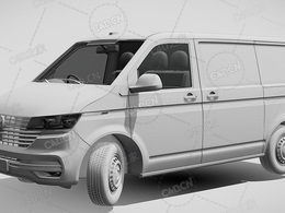 大众transporter封闭车厢货车运输车面包车C4D汽车模型下载